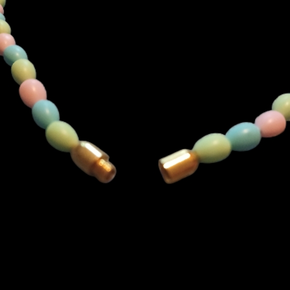 Vintage Pastel Beaded Kids Easter Necklace with Flower Pendant 1980s - Picture 5 of 6